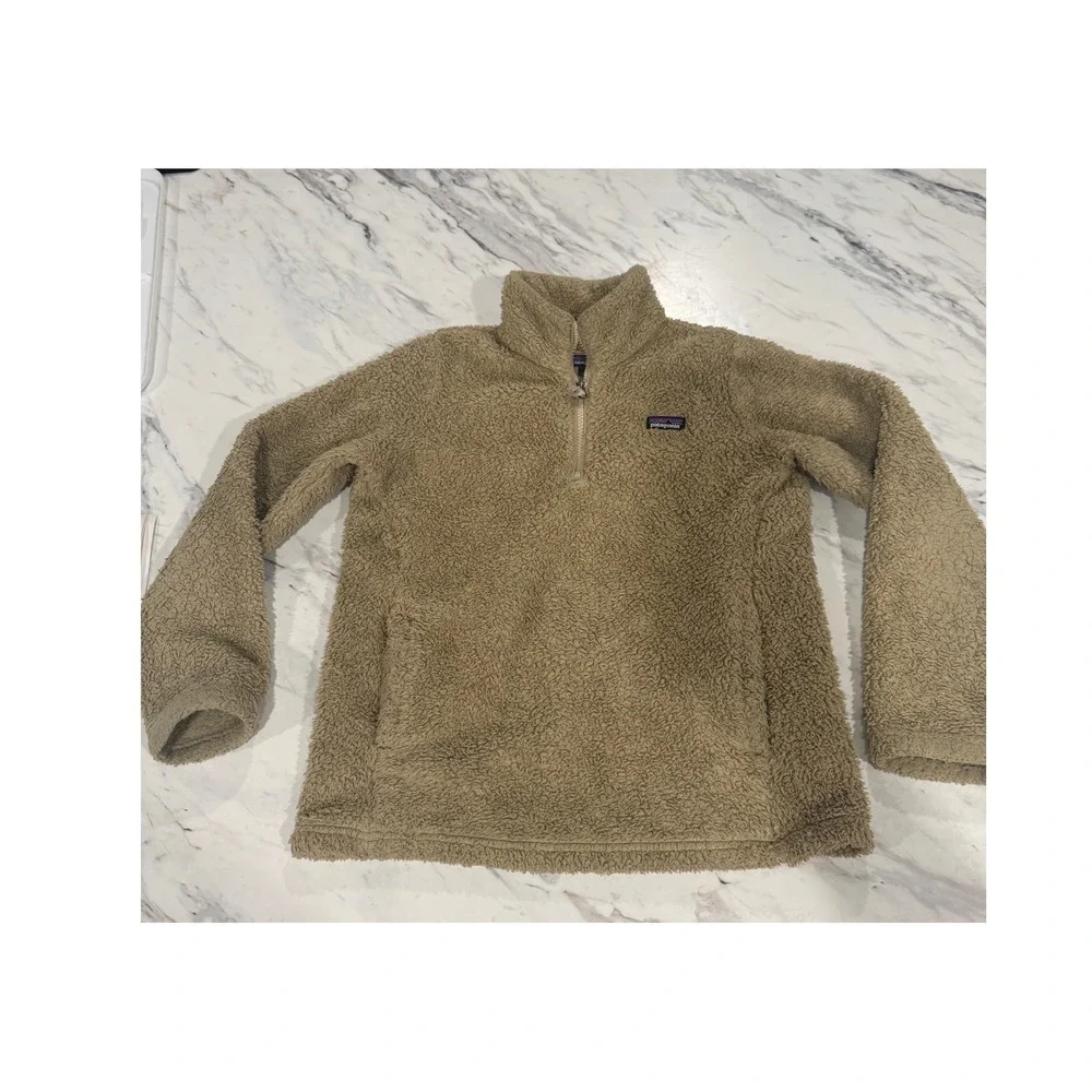 Patagonia Kids Los Gatos 1/4 Zip Fleece Pullover Tan Khaki Size‎ Large 12